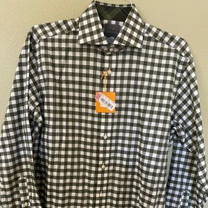 Two Thomas Dean M dress shirts, one NWT and one EUC